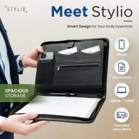 Stylio Zipper Padfolio Portfolio Binder Organizer Faux Leather Portfolio For Resume Documents Phone Tablet Business Suppli