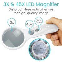 Vive Led Magnifying Glass With Light For Kids Elderly X3X45 Reading Close Work Coins Stamp Collecting Jewelers Port