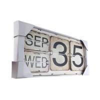 Archi Shabby Chic Metal Perpetual Flip Calendar Square Shape Distressed Finish Wall Hangingreproduction Antique Railroad For Ho