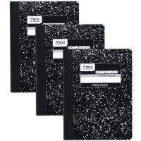 Mead Composition Notebooks 3 Pack Wide Ruled Paper 934 X 712 100 Sheets Per Comp Book Black Marble 38301