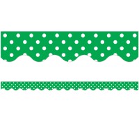 Teacher Created Resources Green Polka Dots Scalloped Border Trim 5498