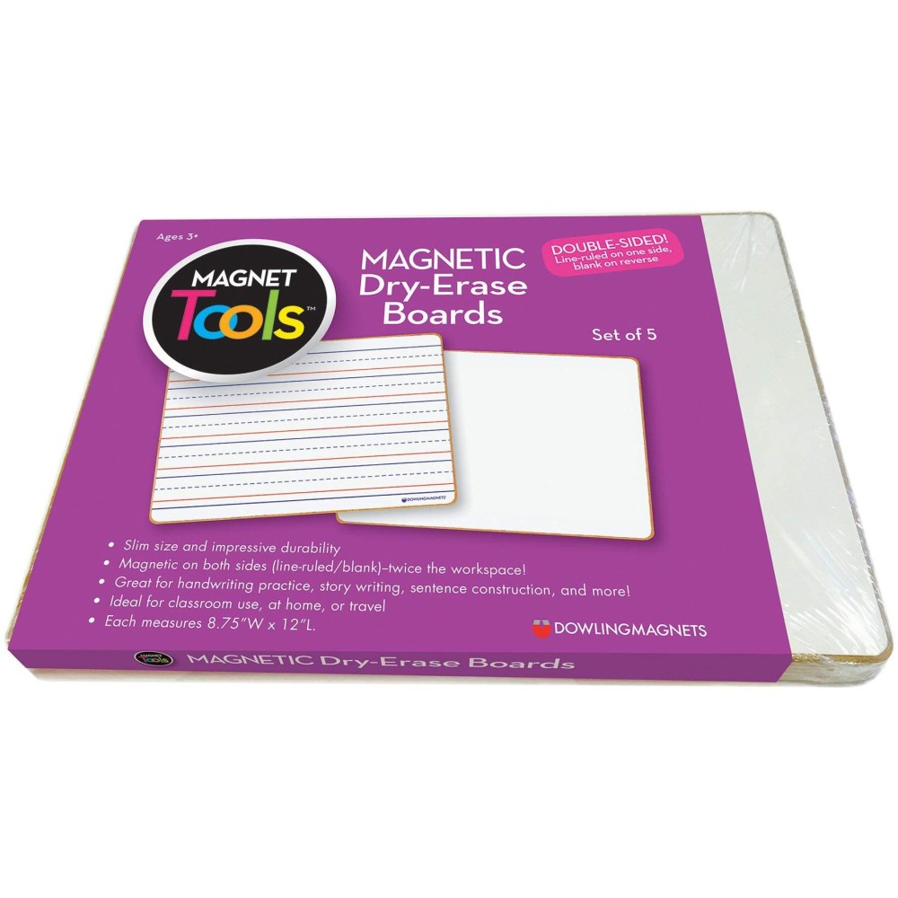 Dowling Magnets Magnetic Dryerase Boards Doublesided Ruledblank 12 Long X 875 Wide Pack Of 5 735206 White