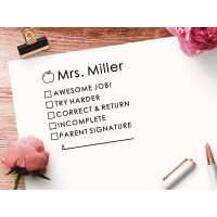 Teacher Stamp School Checklist Personalized Custom Stamper For Classwork Homework Incomplete Work Parent Signature Self Ink