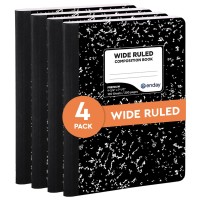 Marble Composition Notebook Wide Ruled Black And White Composition Books 100 Sheets 4 Pack By Enday