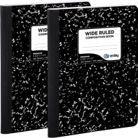 Emraw Marble Composition Notebook Wide Ruled Black And White Composition Books 100 Sheets (2 Pack)