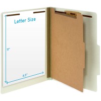 10 Letter Size Gray Green Classification Folders 1 Divider 2 Inch Tyvek Expansions Durable 2 Prongs Designed To Organize Sta