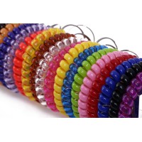 Shapenty Colored Plastic Coil Stretch Wristband Elastic Stretchable Spiral Bracelet Key Ring Chain For Gym Pool Id Badge And O