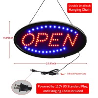 Open Led Sign Led Business Open Sign Include Business Hours Sign Advertisement Board Electric Display Sign 19X10Inch Two Modes F