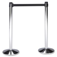 Tatco AdjustaTape Stanchion Post Chrome Plated 10 ft Post Black Tape Chrome 2 Box