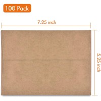 Azaza 100 Pack A7 Brown Kraft Paper Invitation 5 X 7 Envelopes Quick Self Seal For 5X7 Cards Perfect For Weddings Invitation