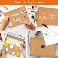 Azaza 100 Pack A7 Brown Kraft Paper Invitation 5 X 7 Envelopes Quick Self Seal For 5X7 Cards Perfect For Weddings Invitation