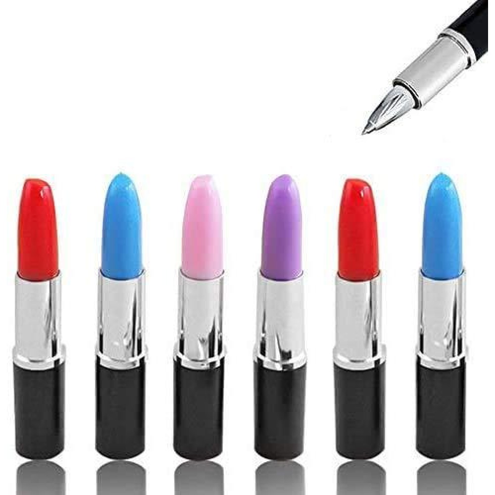 Domestar Lipstick Shape Pen 24 Pcs Creative Ballpoint Writing Pens Multicolor Lipstick Cute Ball Pen Novelty Office Stationery