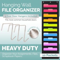 Black Pocket Chart For Classroom 10 Pocket Storage Rainbow Pocket Charts 2 Over Door Hangers Included Hanging Wall File Org