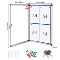 Swansea Lockable Notice Board Tamperproof Enclosed Display Board For Home Office School Wallmounted Blue Fabric 26X20Inch4Xa4