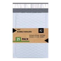 Sales4Less 2 Poly Bubble Mailers 85X12 Inches Padded Envelope Mailer Waterproof Pack Of 25 White