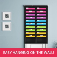 Godery Folder Pocket Chart Black Cascading Wall Organizer For School Classroom Home Or Office Use 20 Pocket Chart Hanging