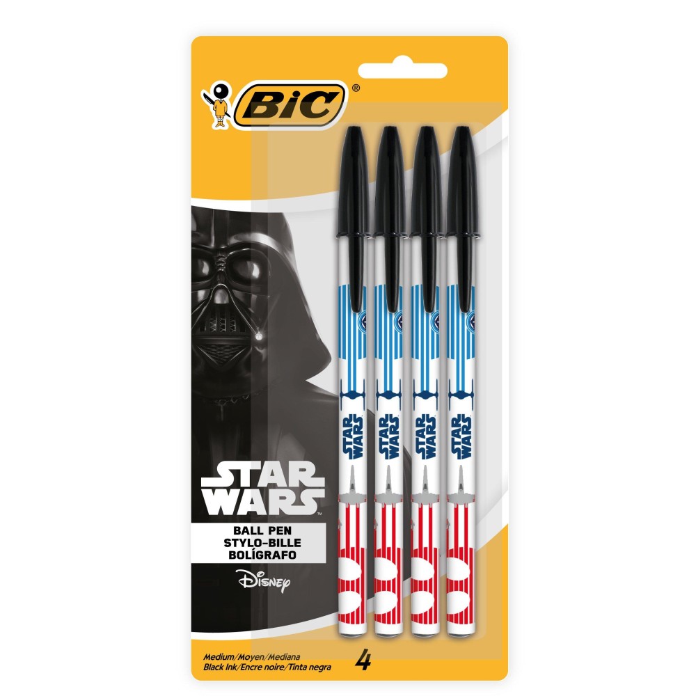 Star Wars Bic Ball Pen Medium Point 10 Mm Black 4Count