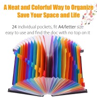 Trimagic Accordian File Folder Organizer Alphabetical Expanding Filing Folders Az Expandable Accordion File Box With 24 Pocke