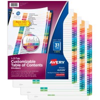 Avery 131 Tab Dividers For 3 Ring Binders Customizable Table Of Contents Multicolor Tabs 3 Sets 44129