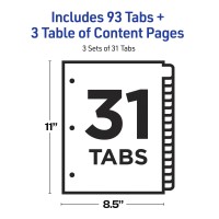 Avery 131 Tab Dividers For 3 Ring Binders Customizable Table Of Contents Multicolor Tabs 3 Sets 44129