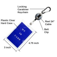 Favorict 2 Pack 24 Self Retracting Reel Id Badge Lanyard Holder Polyester Neck Strap Name Tag Keychain