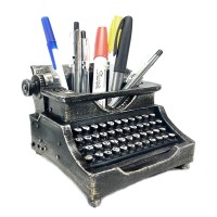 Bellaa Typewriter Pencil Holder Pen Desk Organizer Cute Industrial Antiques Retro Shabby Chic Vintage Cup Ideal Gift Writer Crea