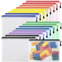 Eoout 16Pcs Mesh Zipper Pouch Puzzles Board Game Storage Bags For Organizing Waterproof Zip File Bags Letter Size A4 Size