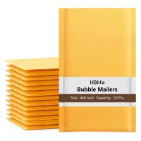 Hblife 50Pcs Bubble Mailers 4X8 Inches Self Seal Kraft Poly Mailers Padded Envelopes Shipping Bags Packaging For Small Busines