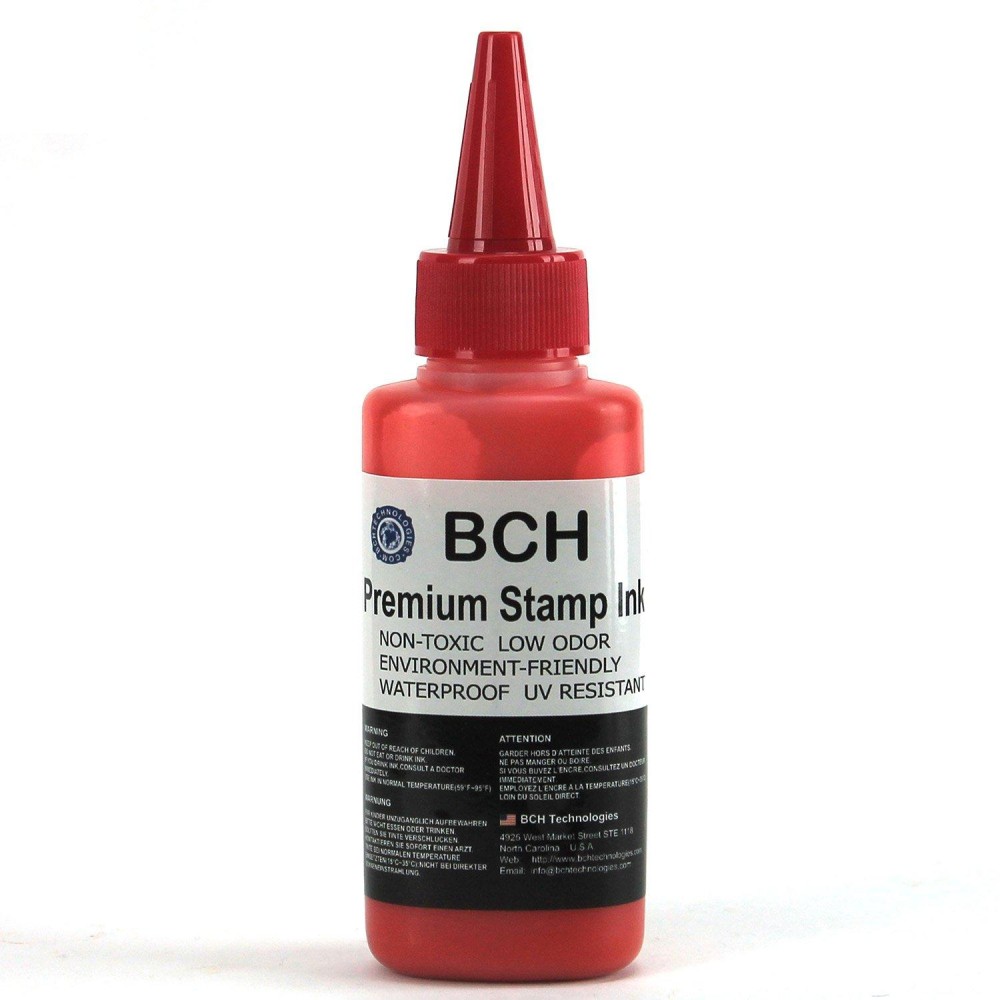 Stamp Ink Refill By Bch Premium Grade 25 Oz Red