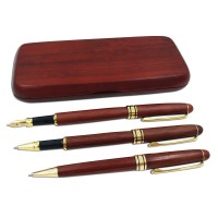 3 Pcs Wooden Pens Set With Gift Casebest Writing Fountain Fancy Ballpoint Pen And Luxury Gel Pen With Ink Refills Promotional