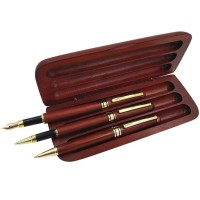 3 Pcs Wooden Pens Set With Gift Casebest Writing Fountain Fancy Ballpoint Pen And Luxury Gel Pen With Ink Refills Promotional