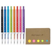 Disney Style Fit Retractable Gel Ink Pen Slim Stylish Body Micro Point 038Mm 8 Color Ink Sticky Notes Value Set