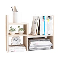 Jerry Maggie Desktop Organizer Office Storage Rack Adjustable Wood Display Shelf White 5 Units 16L X 158H X 68W