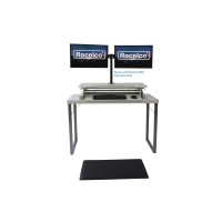 Rocelco 375 Deluxe Height Adjustable Standing Desk Converter with Anti Fatigue Mat BUNDLE Quick Sit Stand Up Computer Workst