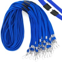 Mifflinusa Flat Breakaway Safety Lanyard For Id Badges Blue 36 Inch 100 Pack Soft Woven Neck Line