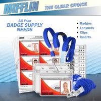 Mifflinusa Flat Breakaway Safety Lanyard For Id Badges Blue 36 Inch 100 Pack Soft Woven Neck Line