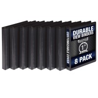 Samsill Durable 1 Inch Binder Made In The Usa Round Ring Customizable Clear View Binder Black 8 Pack S88430