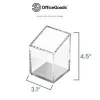 Officegoods Acrylic Pen Pencil Holder Modern Trapezoid Design Beautiful Desk Organizer For Home Or Office Contrasting Me