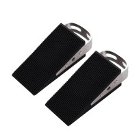 Premium Heavyduty Door Stops 2 Pack Nonscratching Rubber Door Stop Wedge Antislip Door Stopper For Home Office Brushed