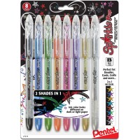 Pentel Sparkle Pop Metallic Gel Pen 10Mm Bold Line Assorted Colors Pack Of 8 K91Bp8M