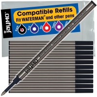 Jaymo Replacement For Waterman 540951 And Schmidt 5888 Measures 43 In 109 Mm Long Rollerball Pen Refill 12 Black