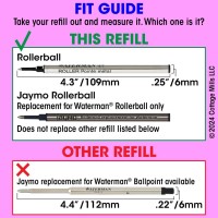 Jaymo Replacement For Waterman 540951 And Schmidt 5888 Measures 43 In 109 Mm Long Rollerball Pen Refill 12 Black