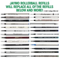 Jaymo Replacement For Waterman 540951 And Schmidt 5888 Measures 43 In 109 Mm Long Rollerball Pen Refill 12 Black