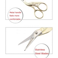 Bihrtc Gold Vintage Plum Blossom Scissors And Classic Crane Design Sewing Scissors For Embroidery  Sewing  Craft  Art Work & Everyday Use