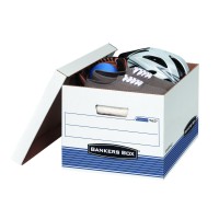 Bankers Box 30 Pack Stor/File Medium-Duty File Storage Boxes  Fastfold  Lift-Off Lid  Letter/Legal  White/Blue