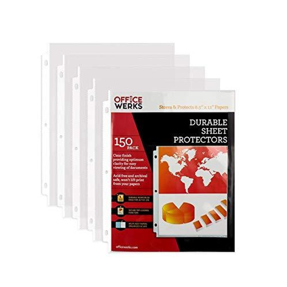 Performore 150 Sheet Protectors 85 X 11 Inch Clear For 3 Ring Binder Plastic Sheet Sleeves Durable Top Loading Paper Protect