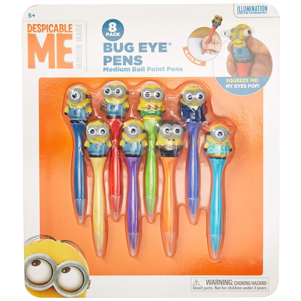 Inkology Bug Eye Minion Pen Medium Point Black Ink Pack Of 8