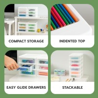 Iris Usa Plastic Stacking Desk Top 3Drawer Storage Organizer 2Pack For Makep Vanity Nail Polish Bathroom Stationery Art Craf