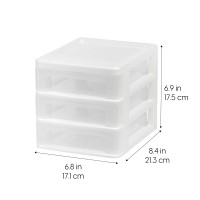 Iris Usa Plastic Stacking Desk Top 3Drawer Storage Organizer 2Pack For Makep Vanity Nail Polish Bathroom Stationery Art Craf