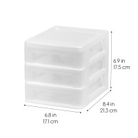 Iris Usa Plastic Stacking Desk Top 3Drawer Storage Organizer 4Pack For Makep Vanity Nail Polish Bathroom Stationery Art Craf